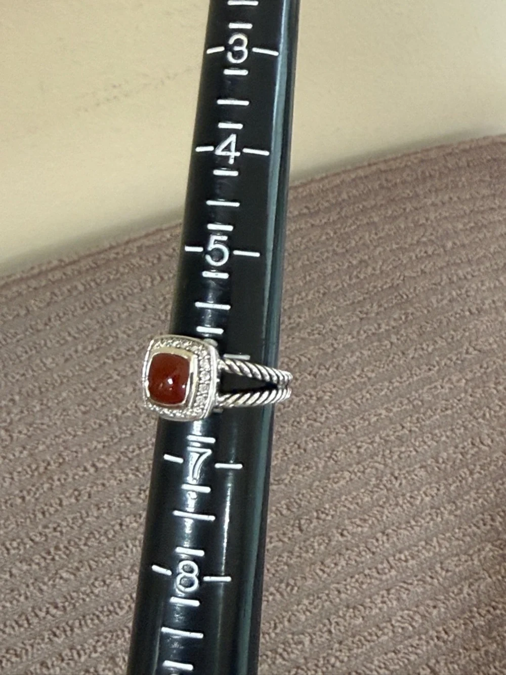 David Yurman RARE! Carnelian Petite Albion Ring 7mm size 6